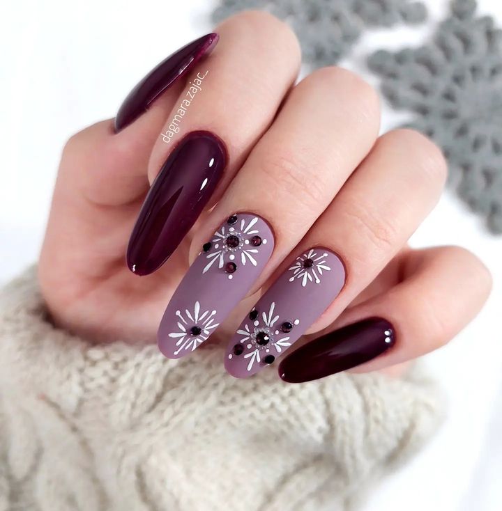 Purple Nail Designs With Snowflakes