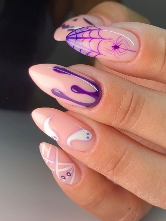 Purple Themed Halloween Nails
