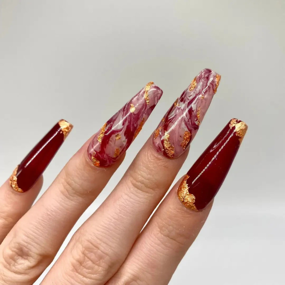 Red And Gold Nail Designs With Glitter