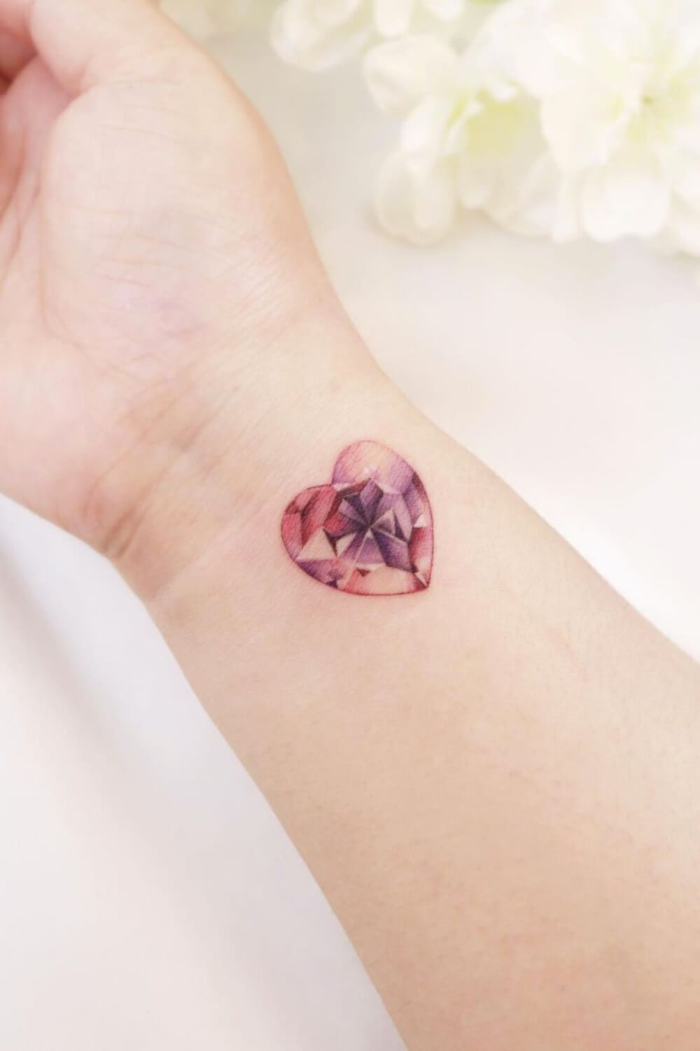 Red Crystal Heart Tattoo Ideas