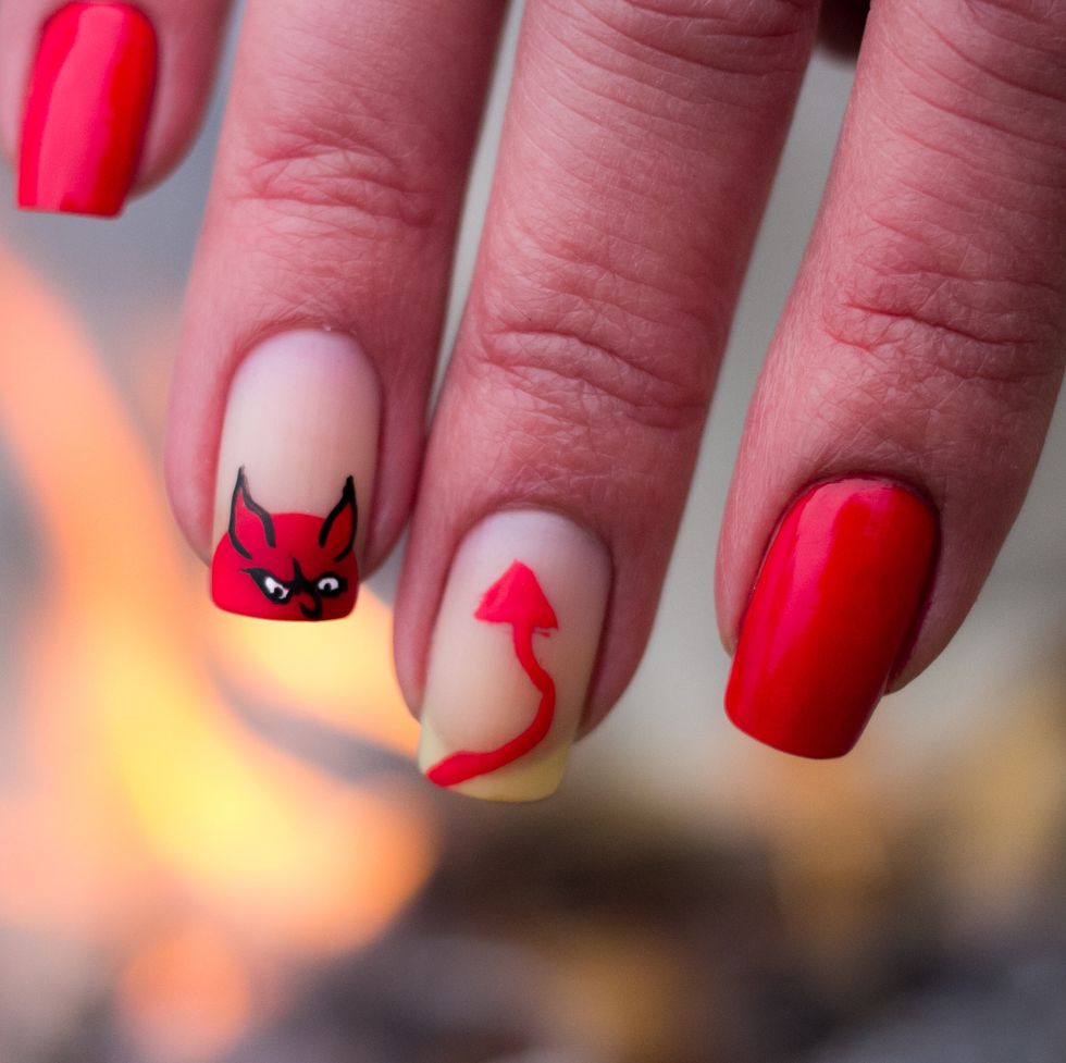 Red Devil Halloween Nail Art