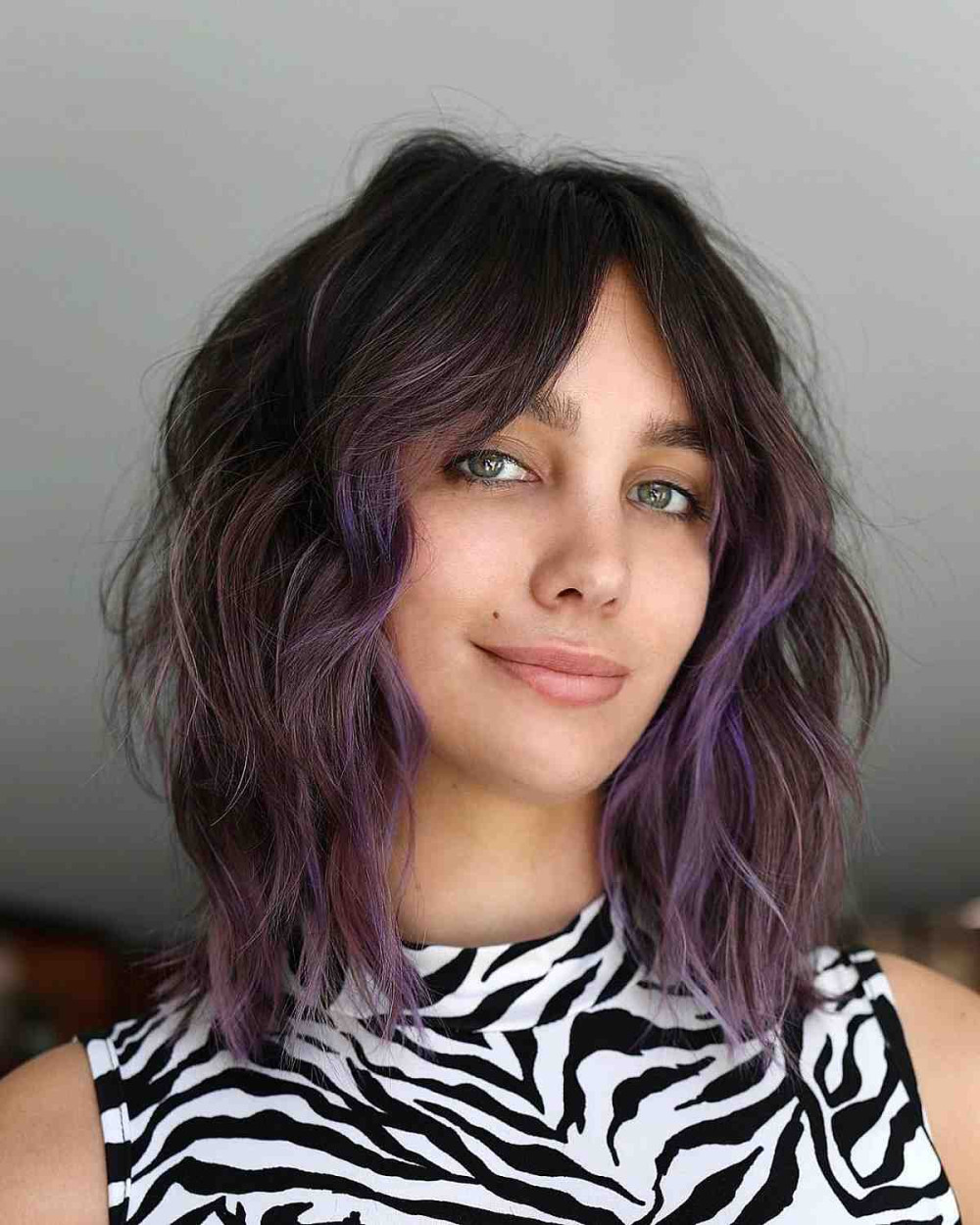 Shaggy Haircut With Purple Highlights