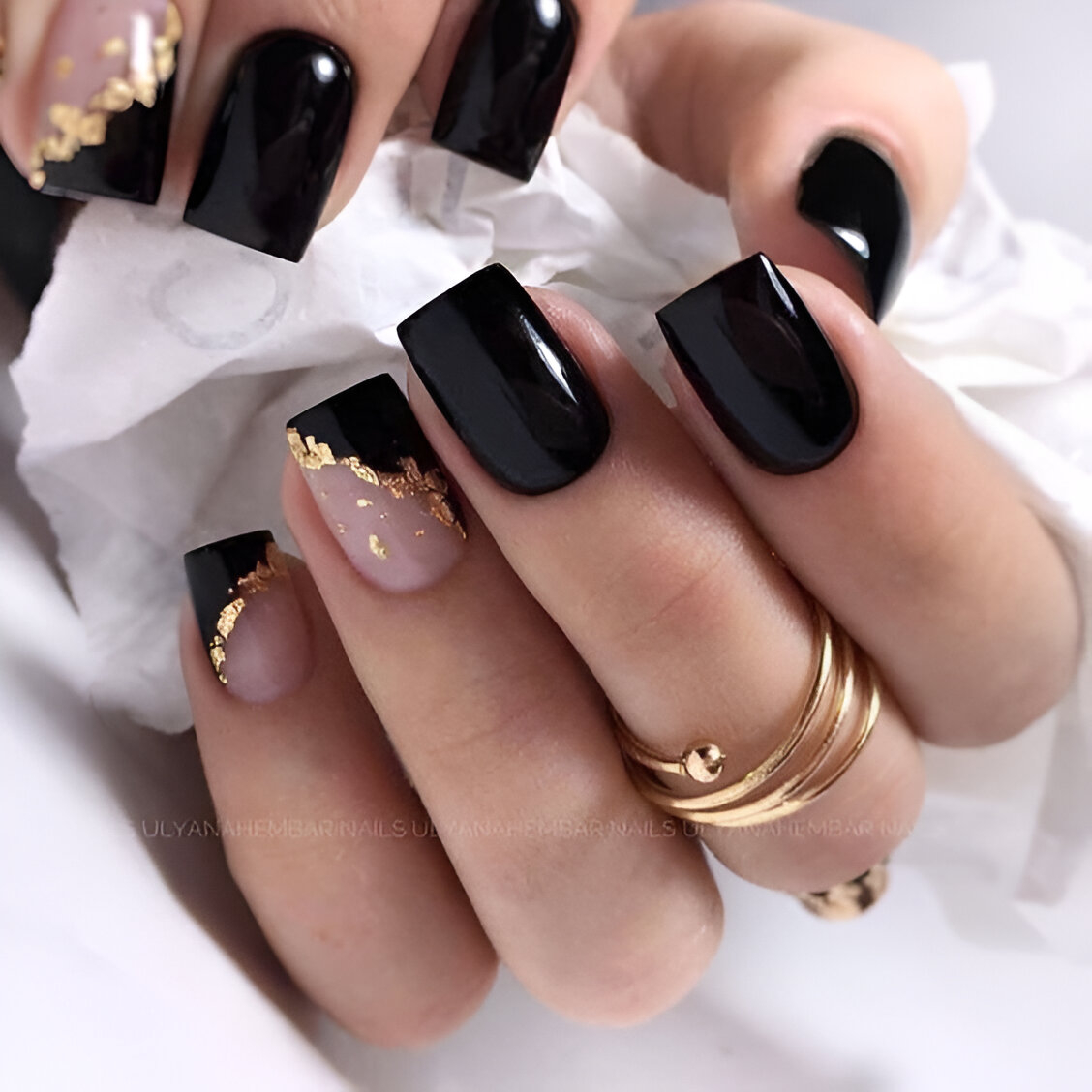 Short Black And Gold Tips