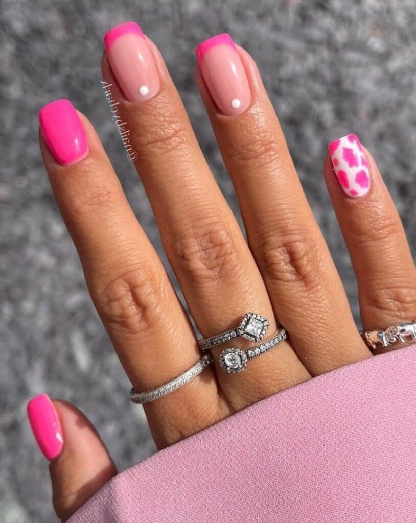 Short Hot Pink Manicure