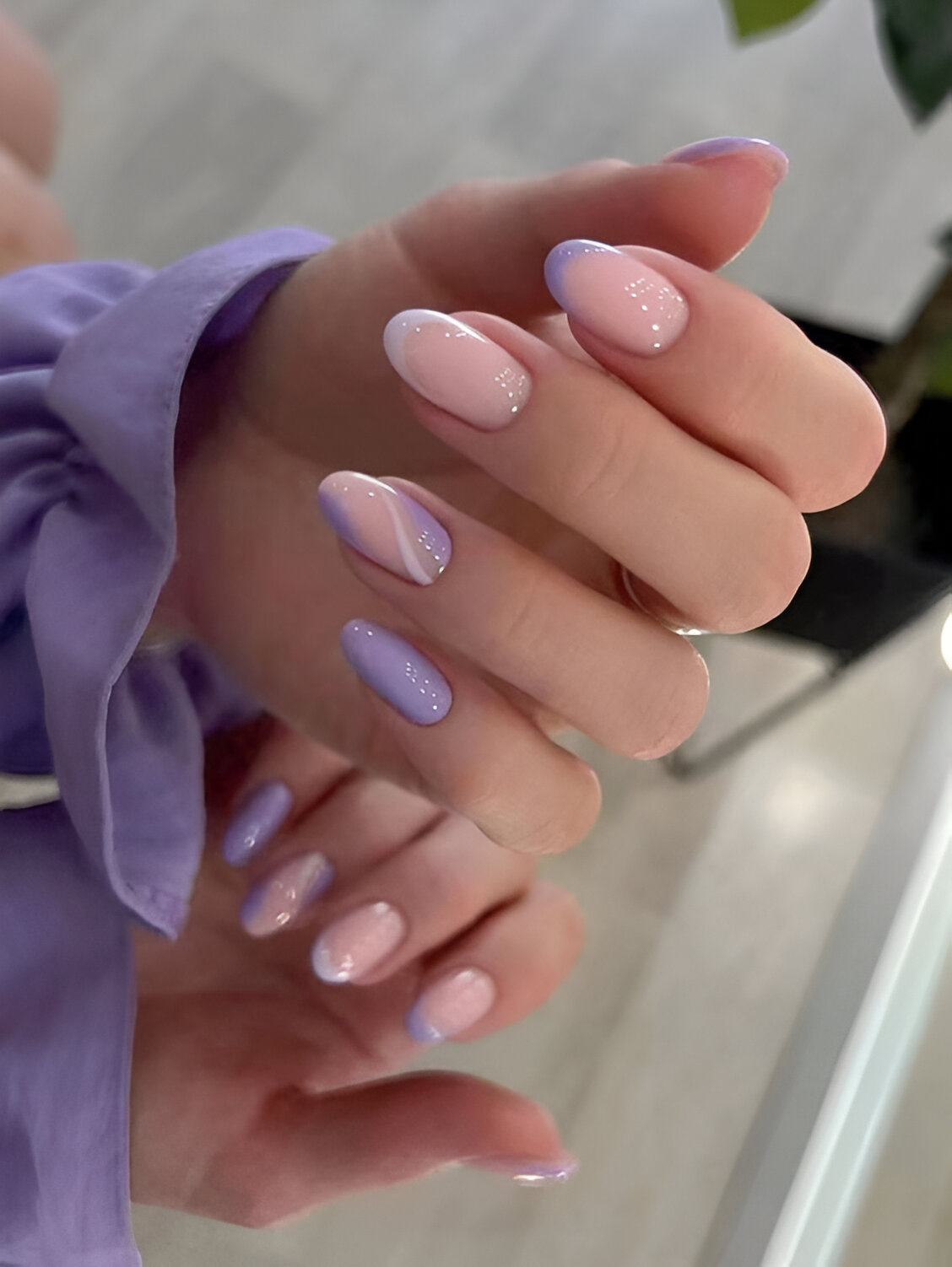 Short Purple French Tips
