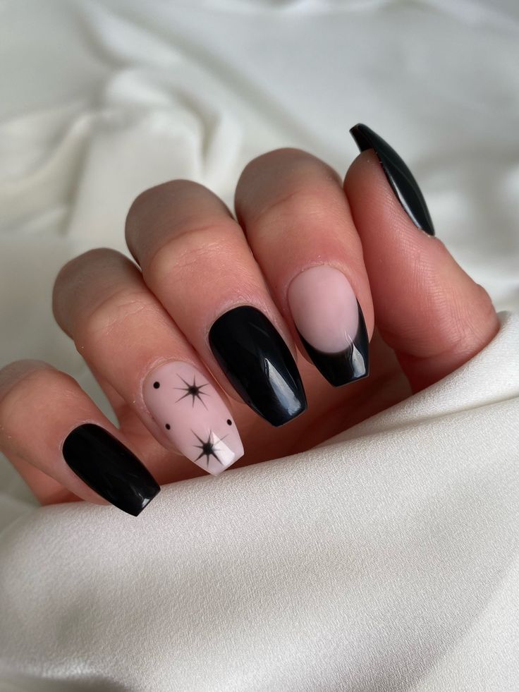 Simple Black Halloween Nails