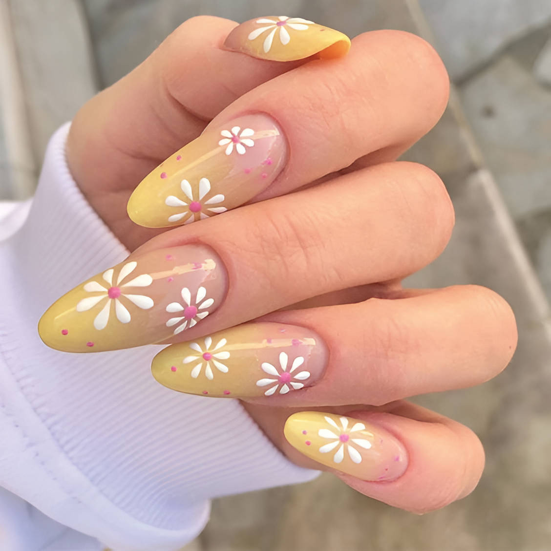 Simple Flower Nail Designs With Ombre Tips
