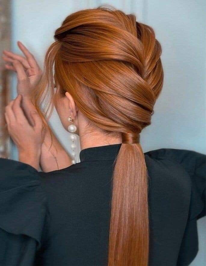 Simple French-Braided Low Ponytail
