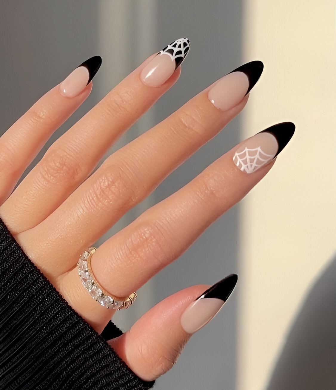 Simple French Tips With A Spooky Twist