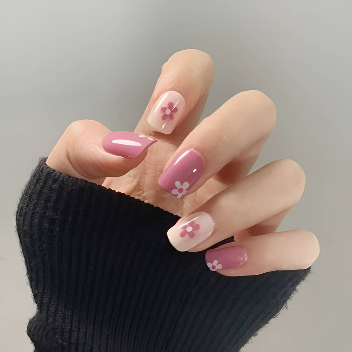 Simple Pink Flower Nail Designs