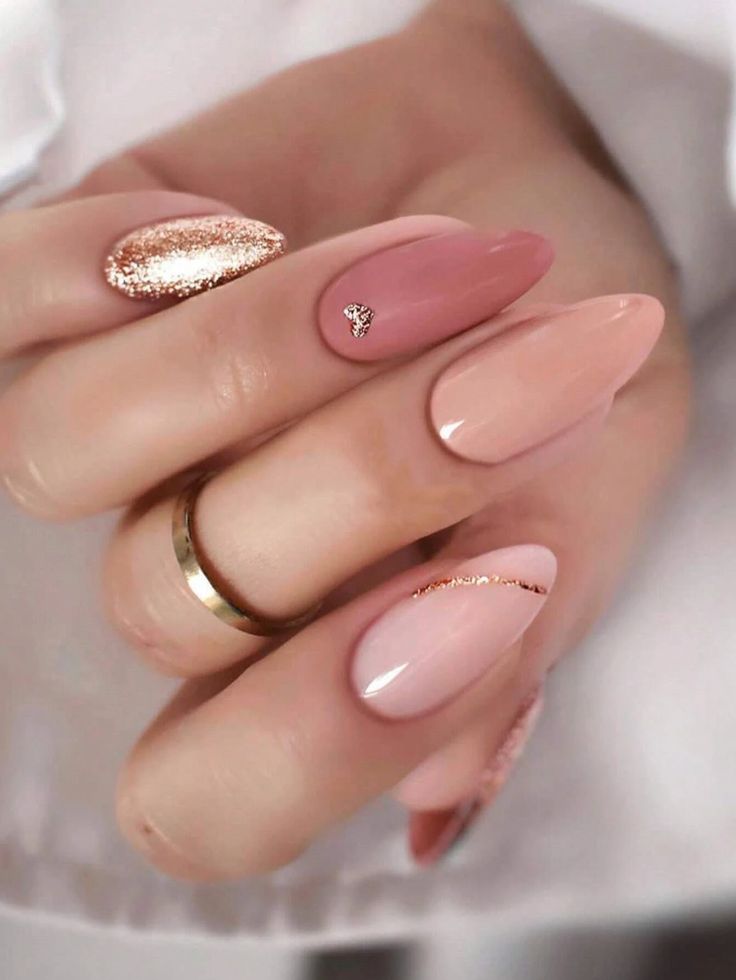 Simple Pink Glitter Nails