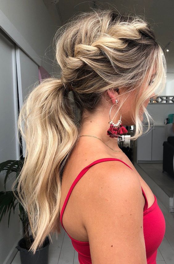 Simple Ponytail With Twisted Braids