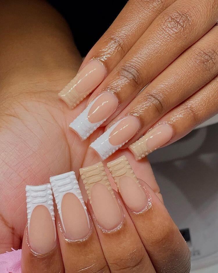 Soft Pastel Square French Tip Nails