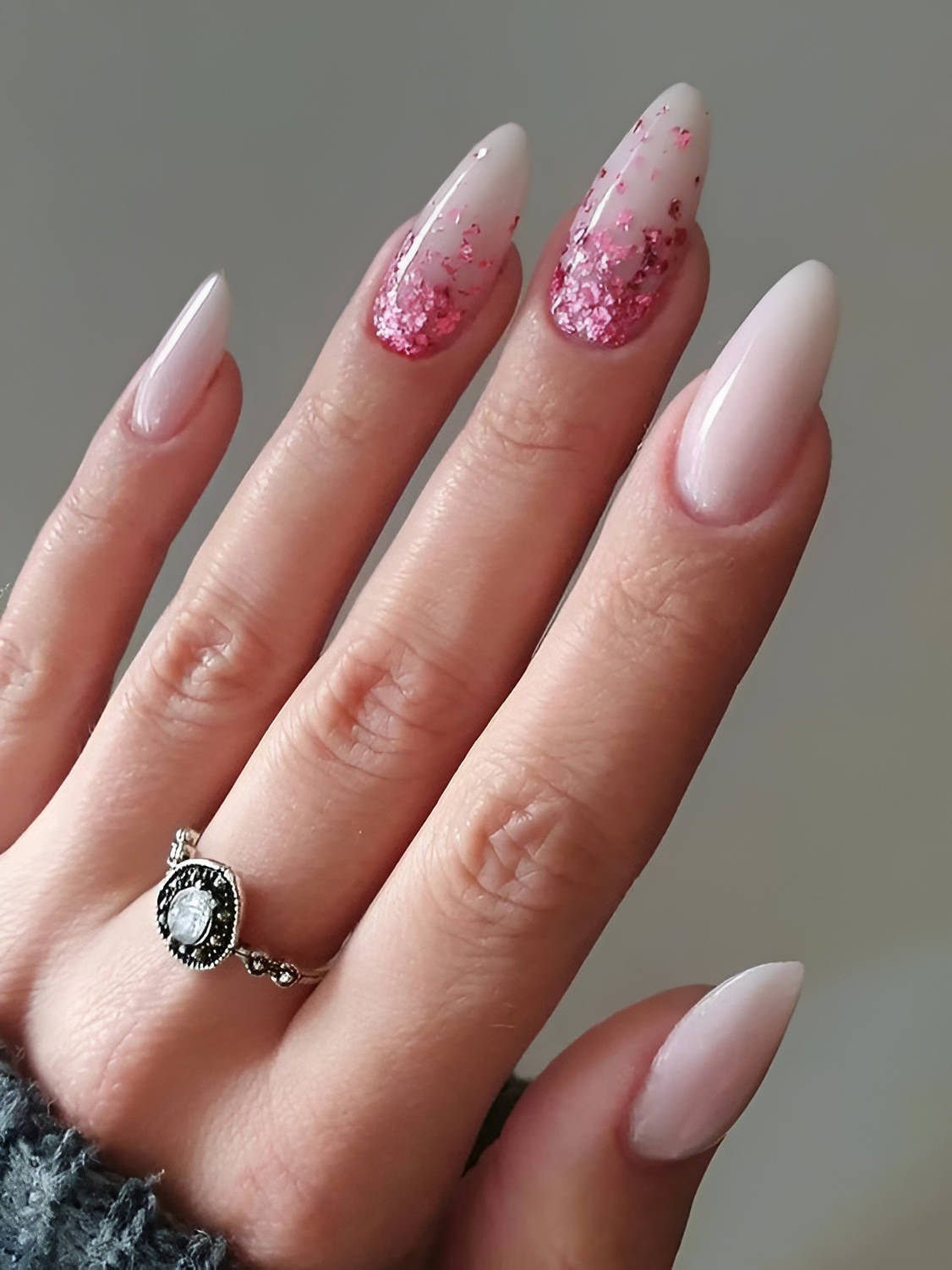 Soft Pink Glitter Manicure