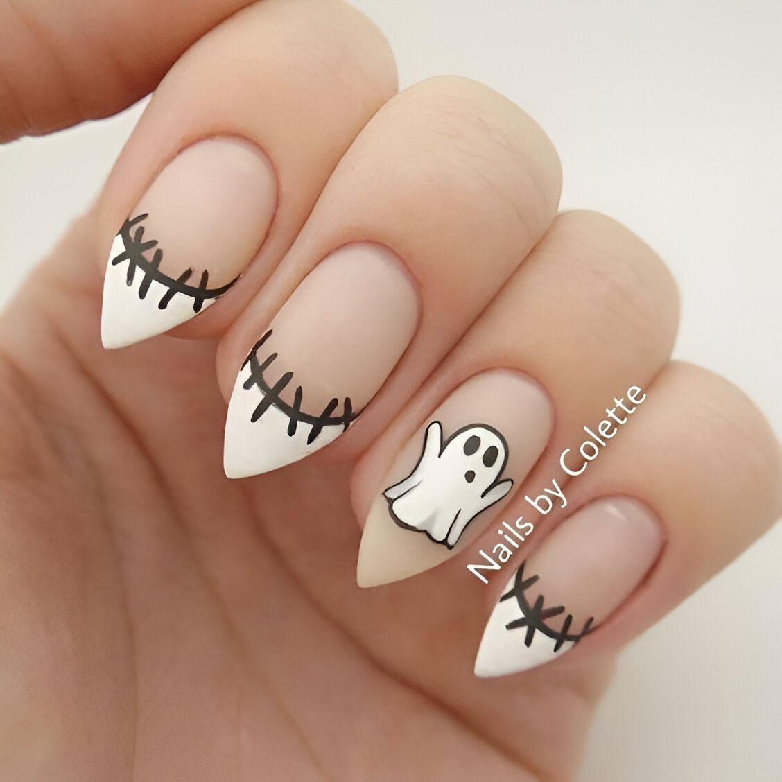 Spooky White French Manicure