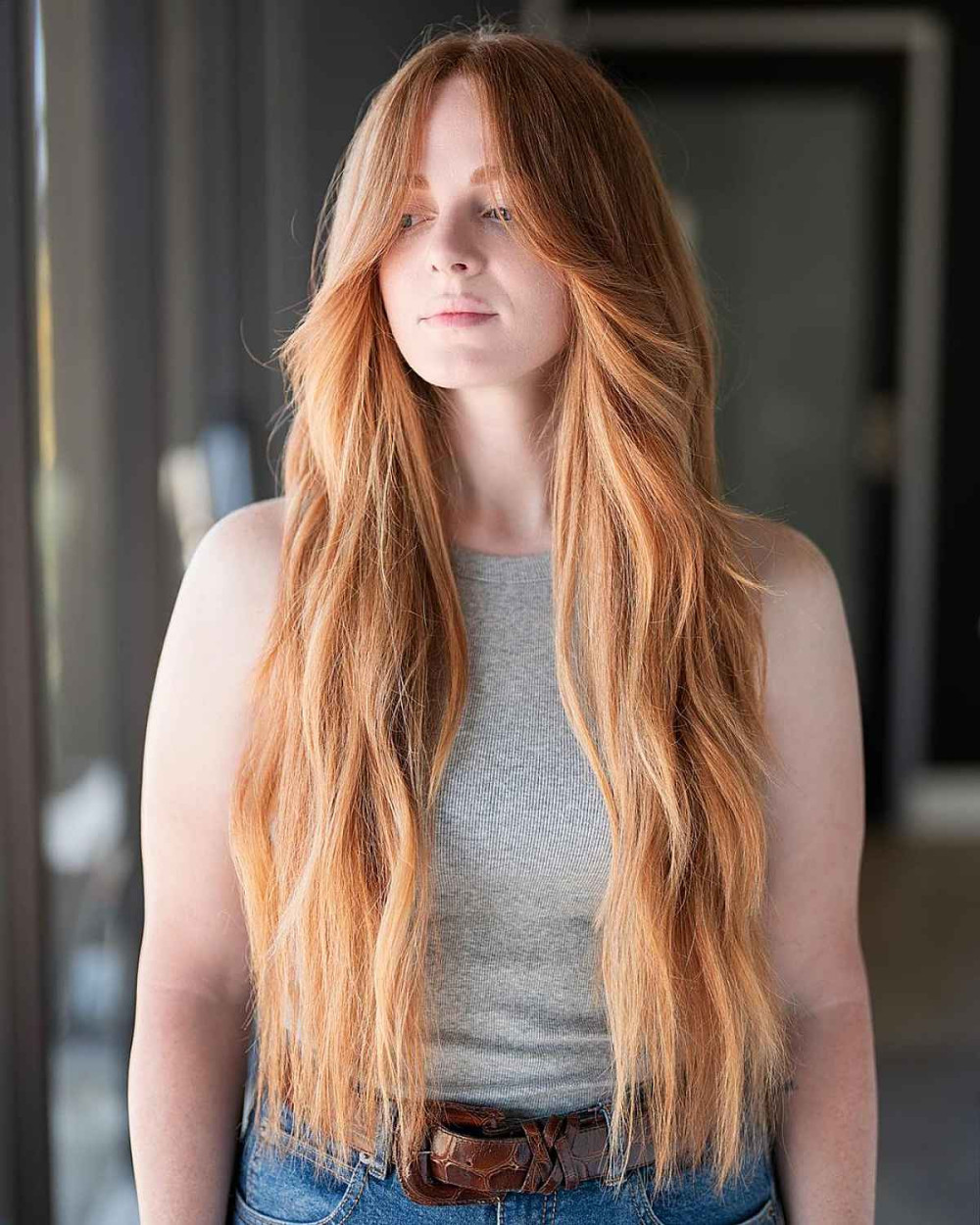 Straight Layered Hair With Curtain Bangs