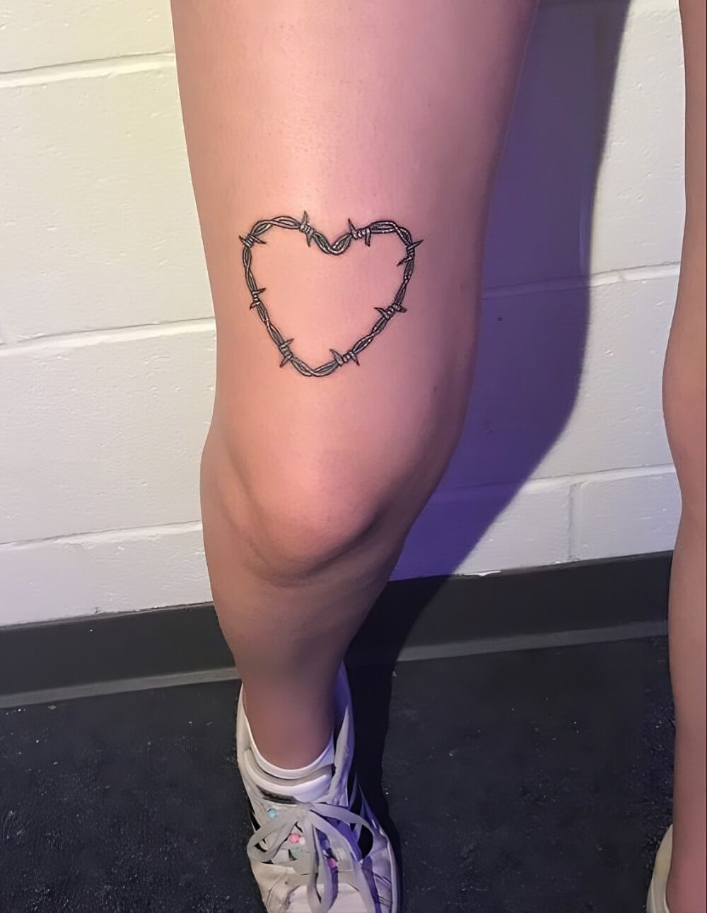 Thigh Tattoo With Heart Design