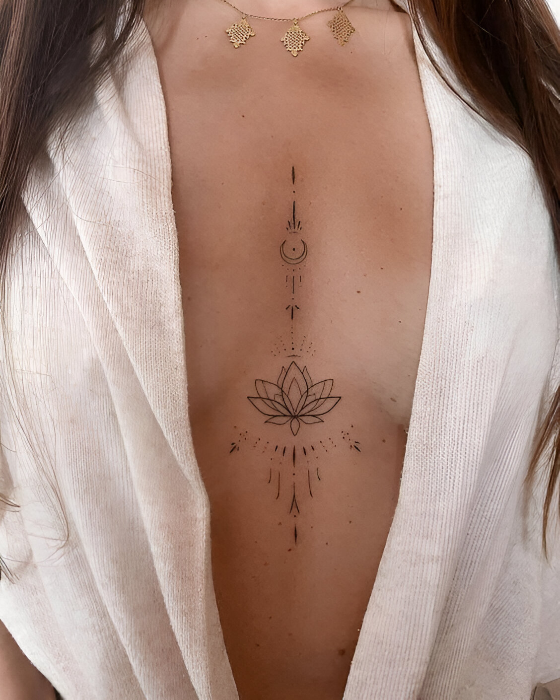 Vertical Lotus Tattoo