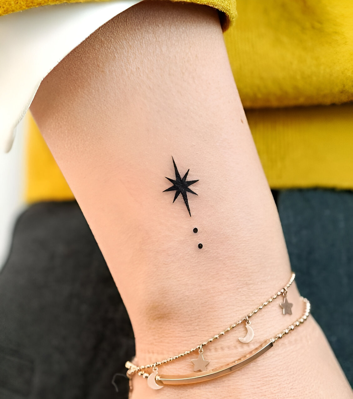 Vertical Minimalist Tattoos With Stars