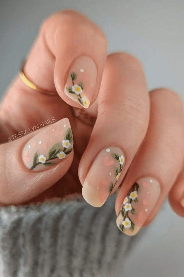 Wedding Nail Ideas With Mini Flowers