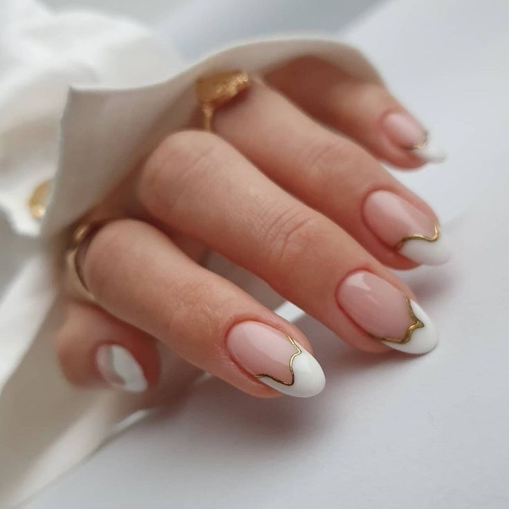 White And Gold French Tips