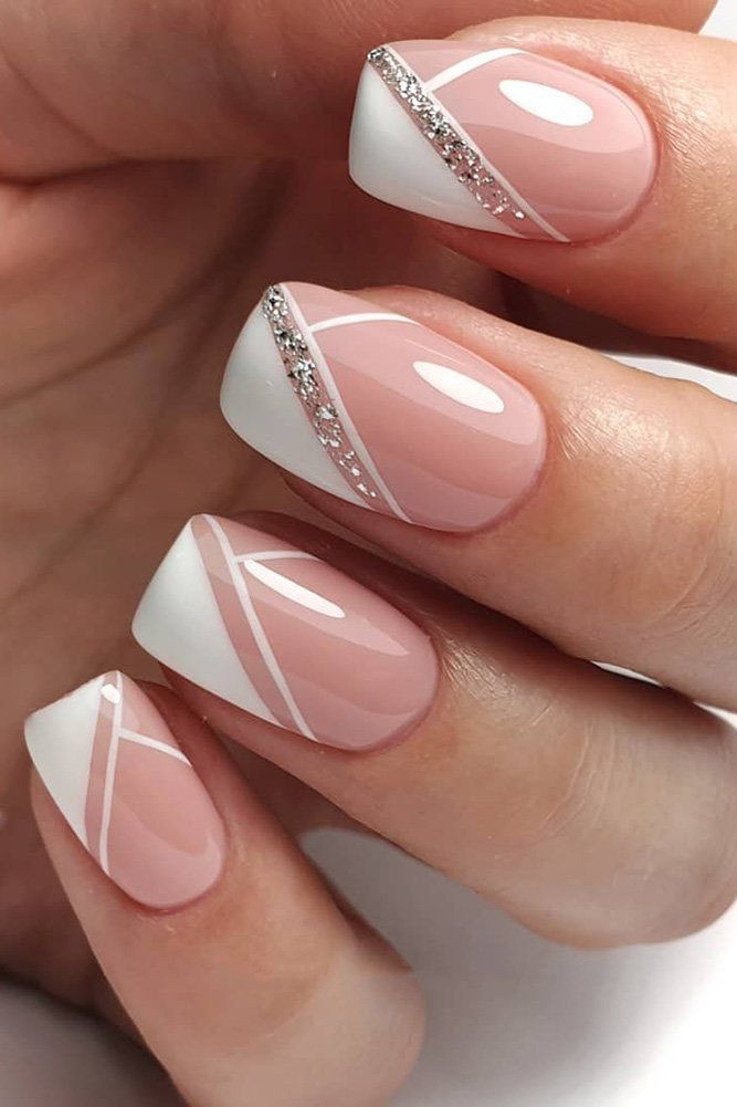 White Geometrical French Tips