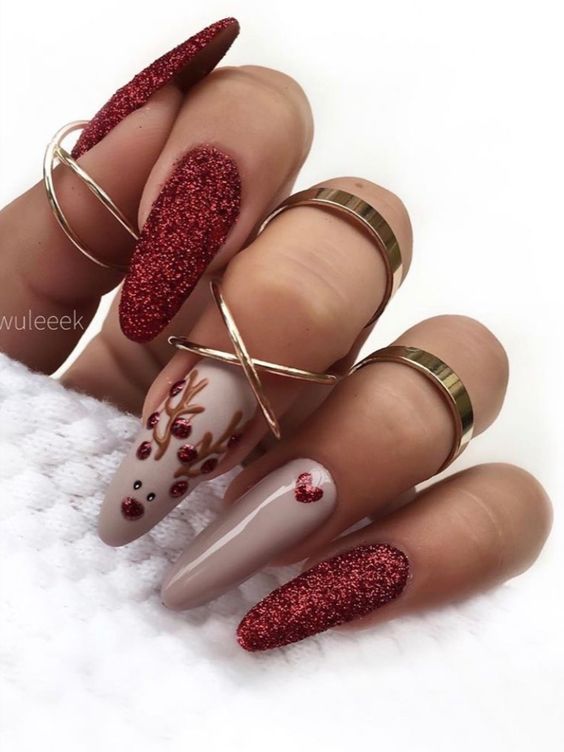 Glamorous Red Christmas Nails