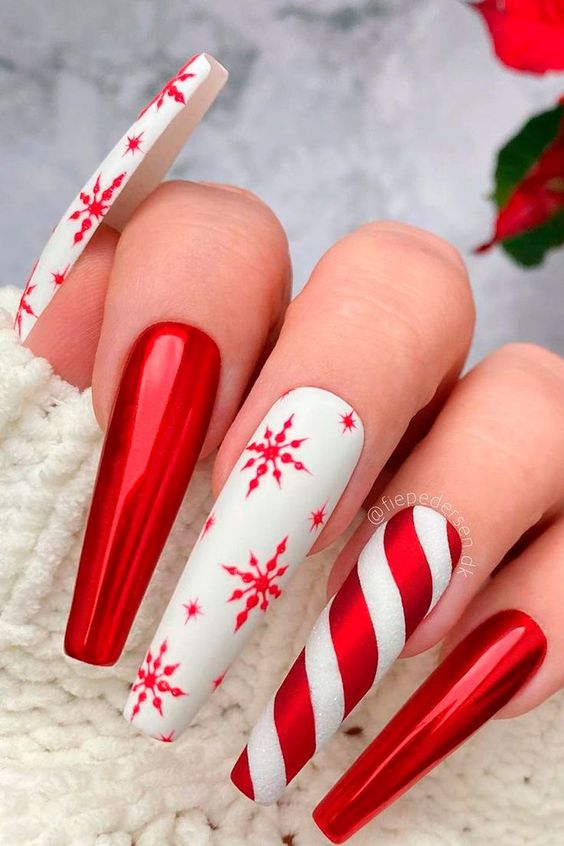 Long Red Christmas Nails