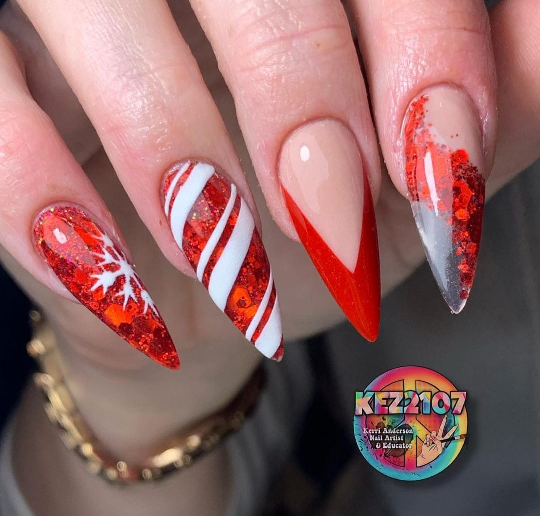 Pointy Red Christmas Nails