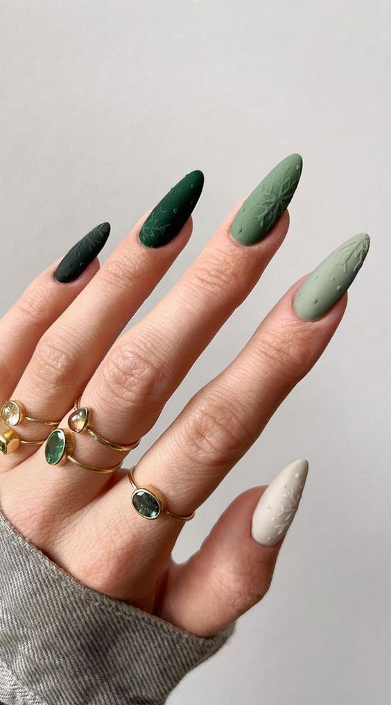 All-Green December Nails