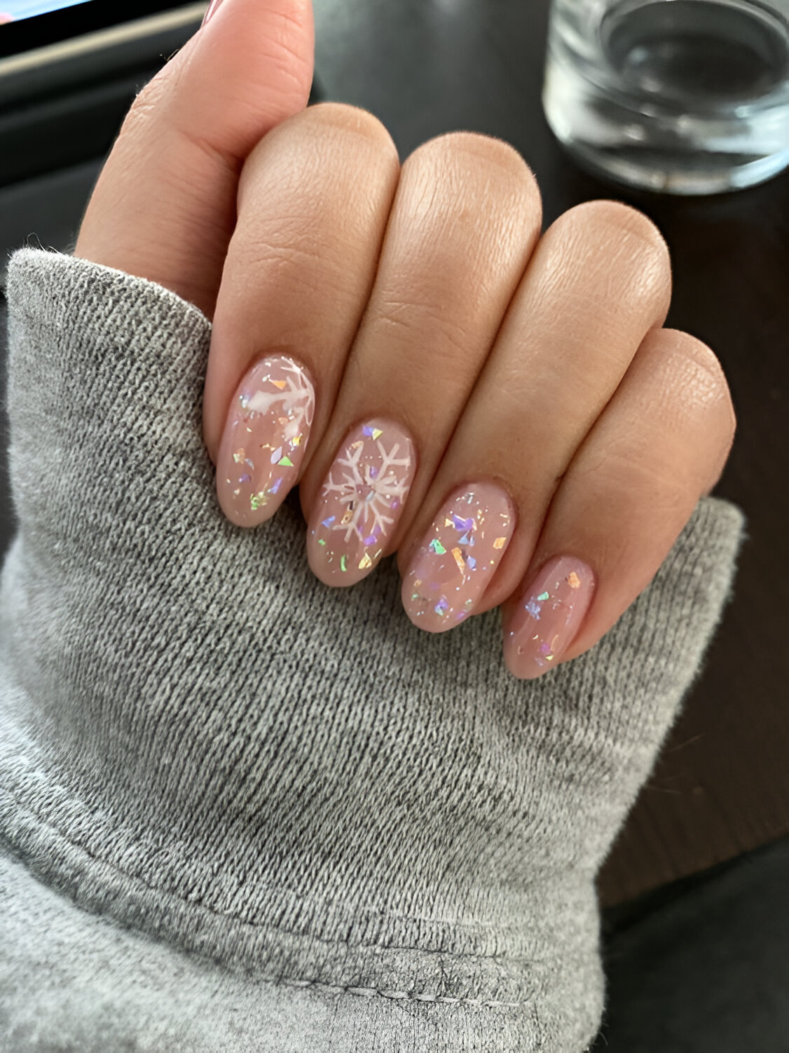 Baby Pink Nude Snowflakes