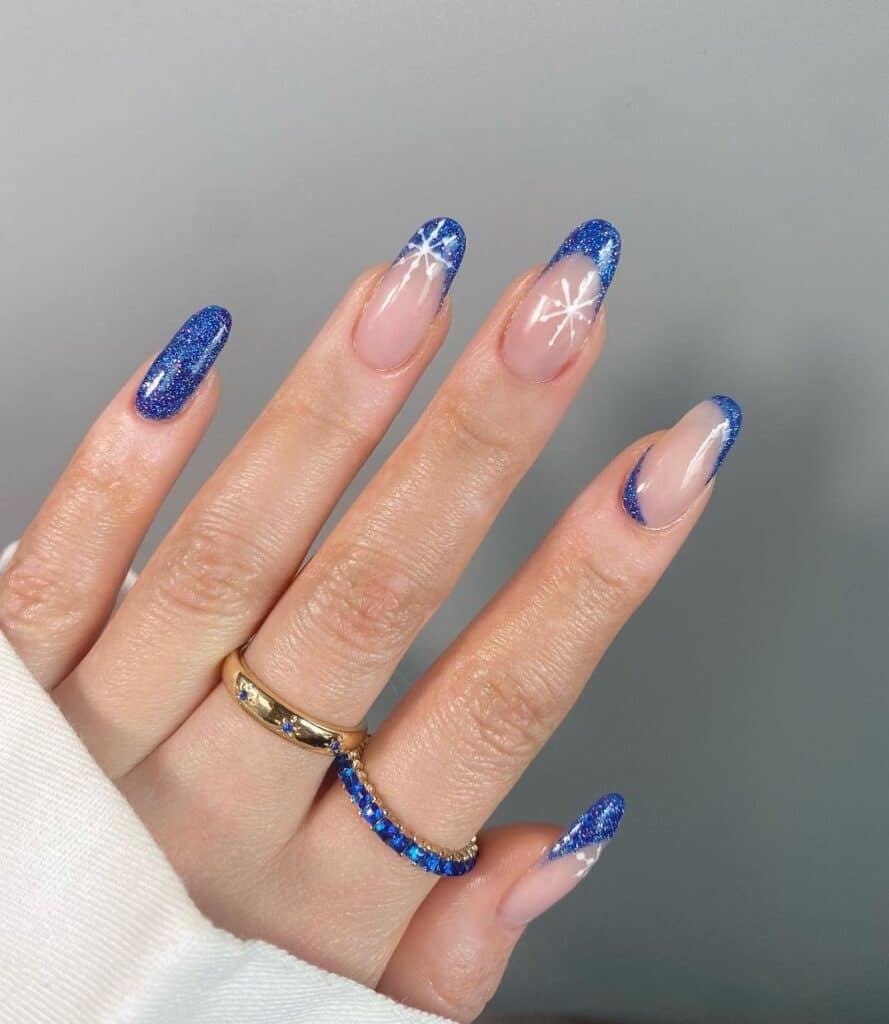 Blue French Winter Manicures
