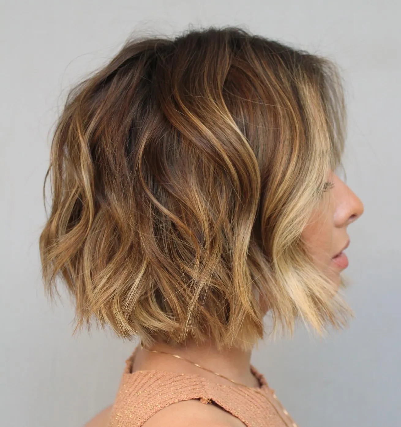 Bob With Blonde and Copper Balayage
