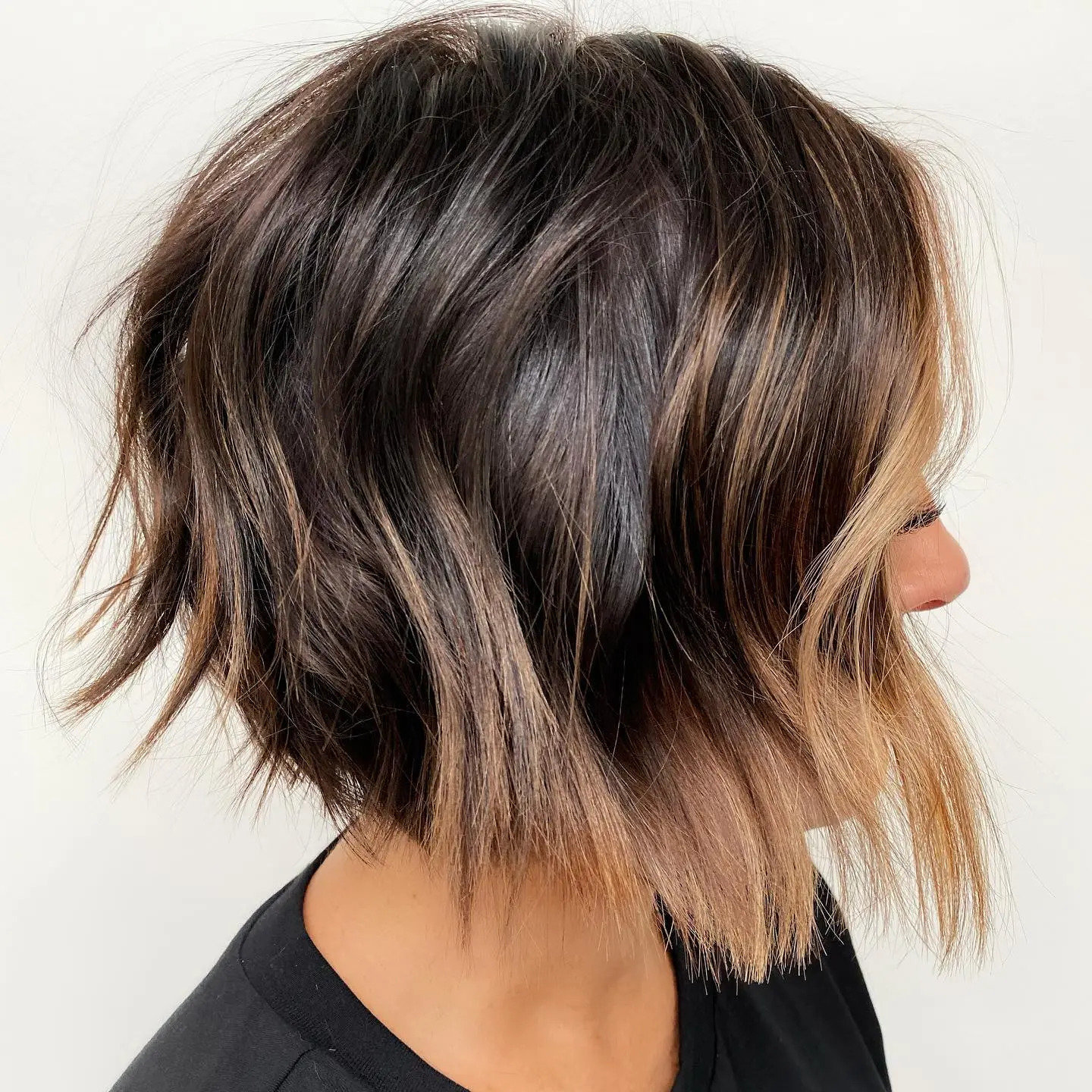 Brown Bob With Bronze Highlights