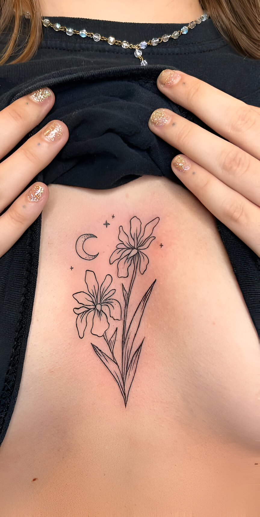 Chest Iris Mini Flower Tattoos