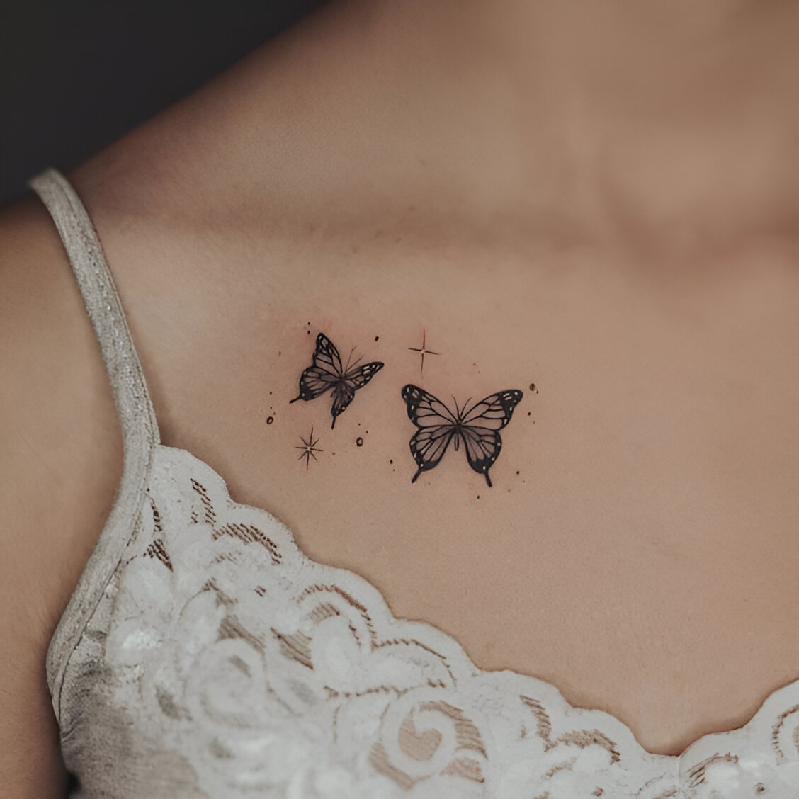 Collarbone Butterfly Tattoos