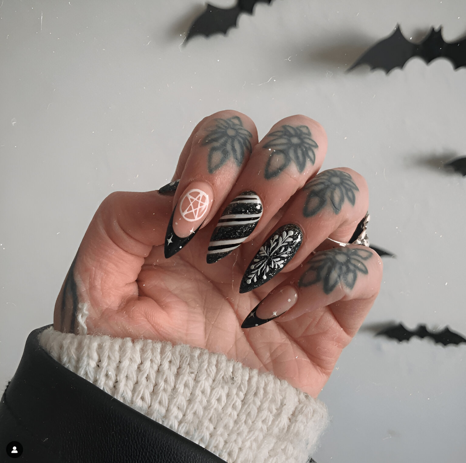 Dark Goth Christmas Nail Art Designs