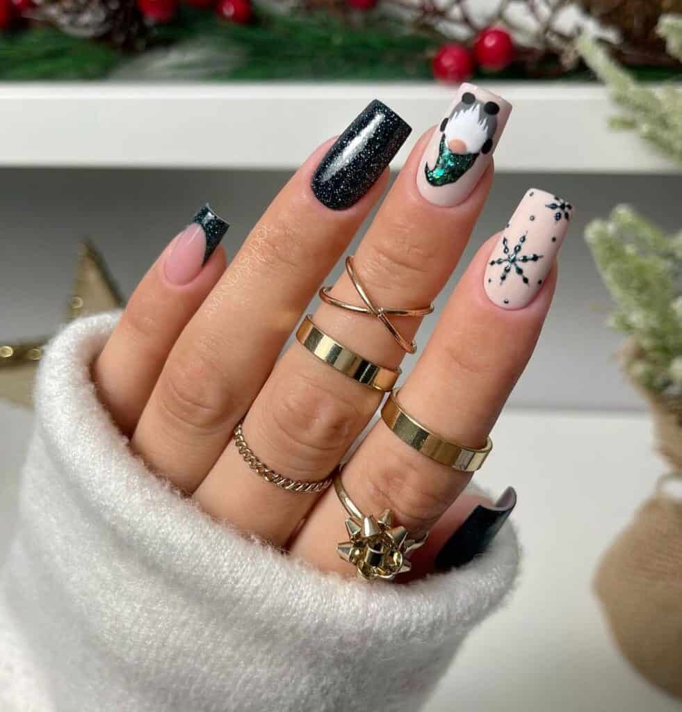 Festive Black Winter Manicures