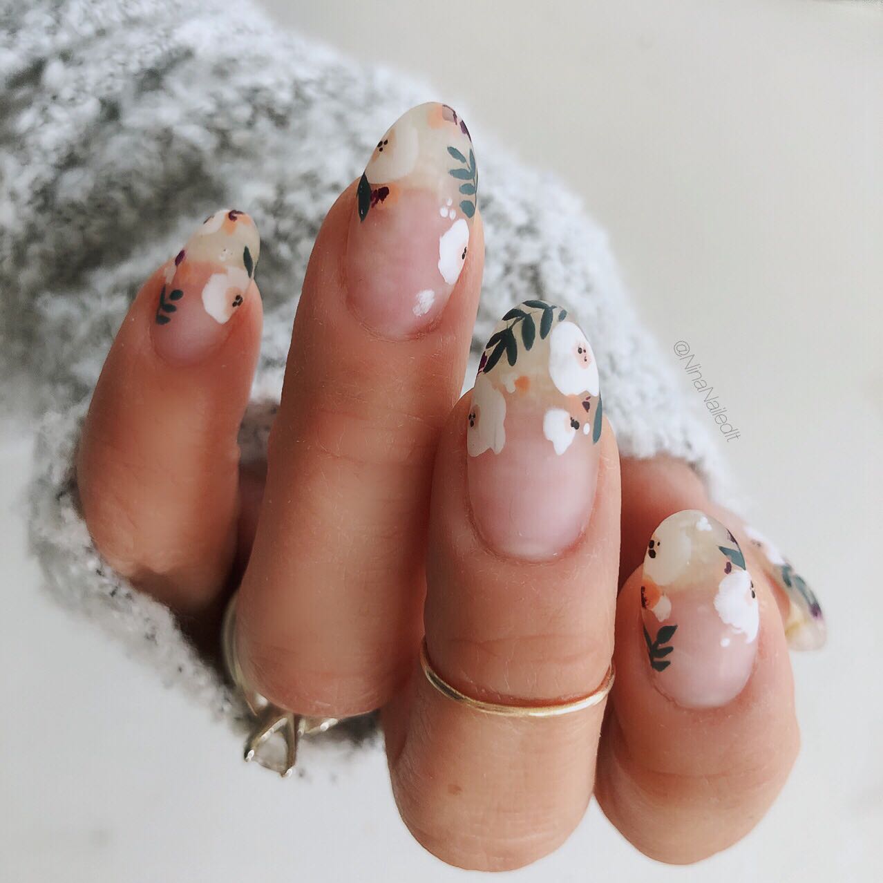 Floral December Nails