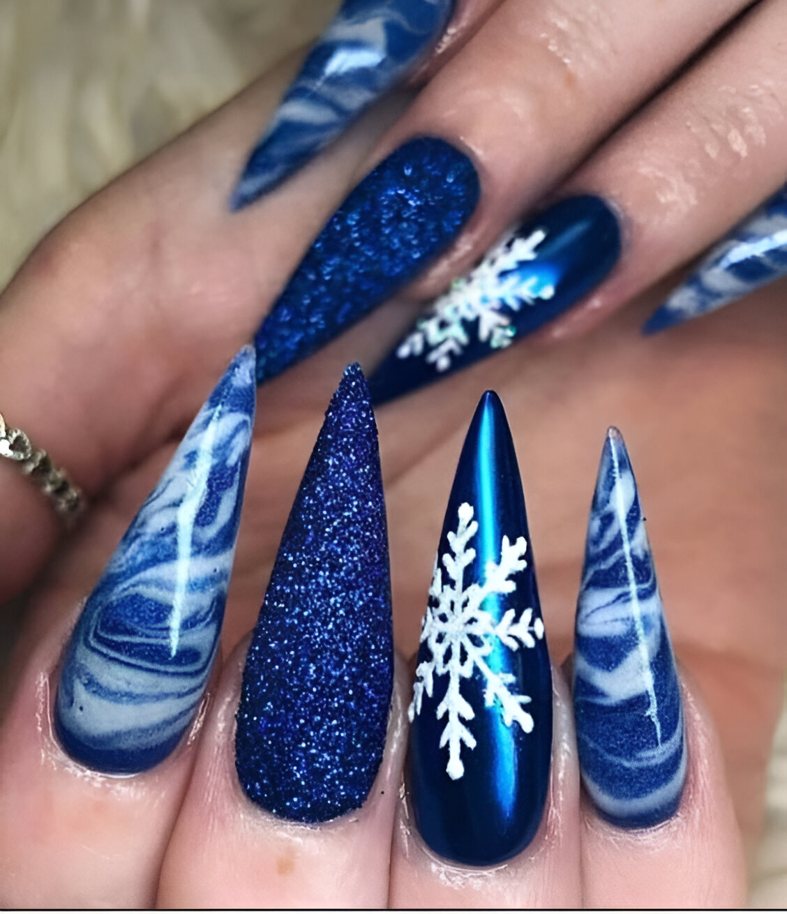 Frosty Blue Nails