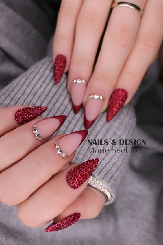Glam Red French Tips