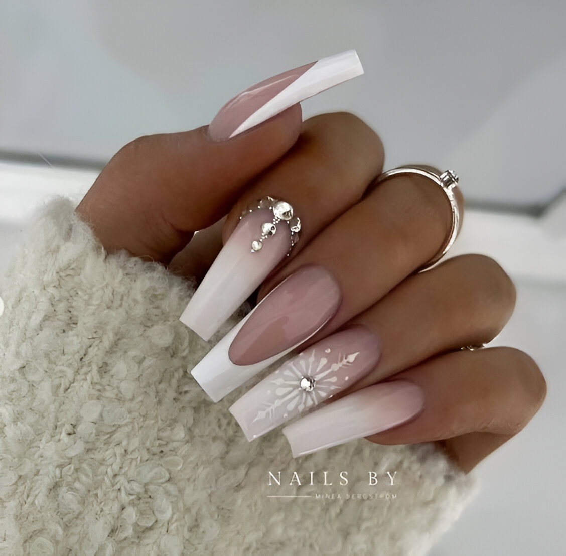 Icy White Nails