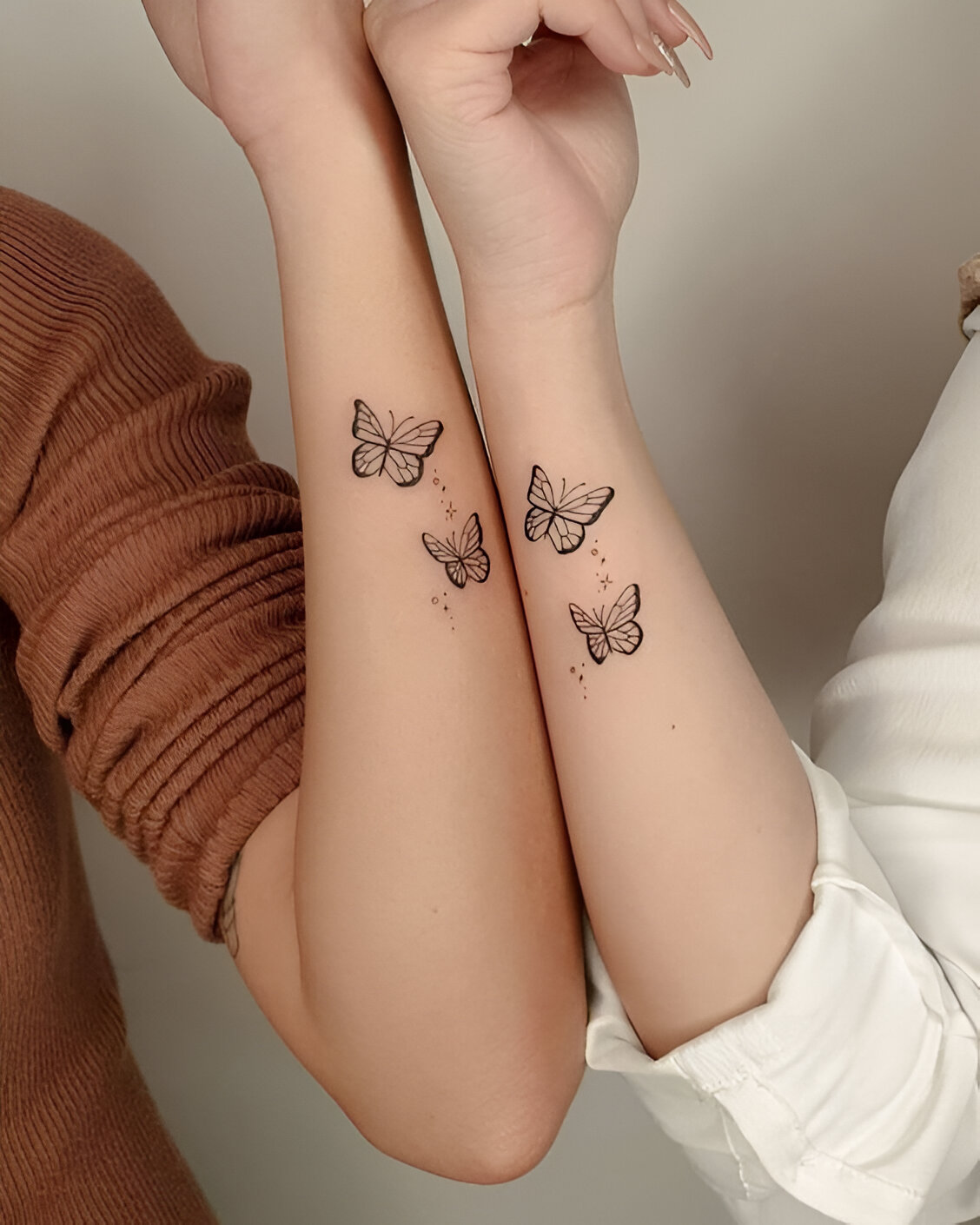Matching Wrist Tattoos With Butterfly