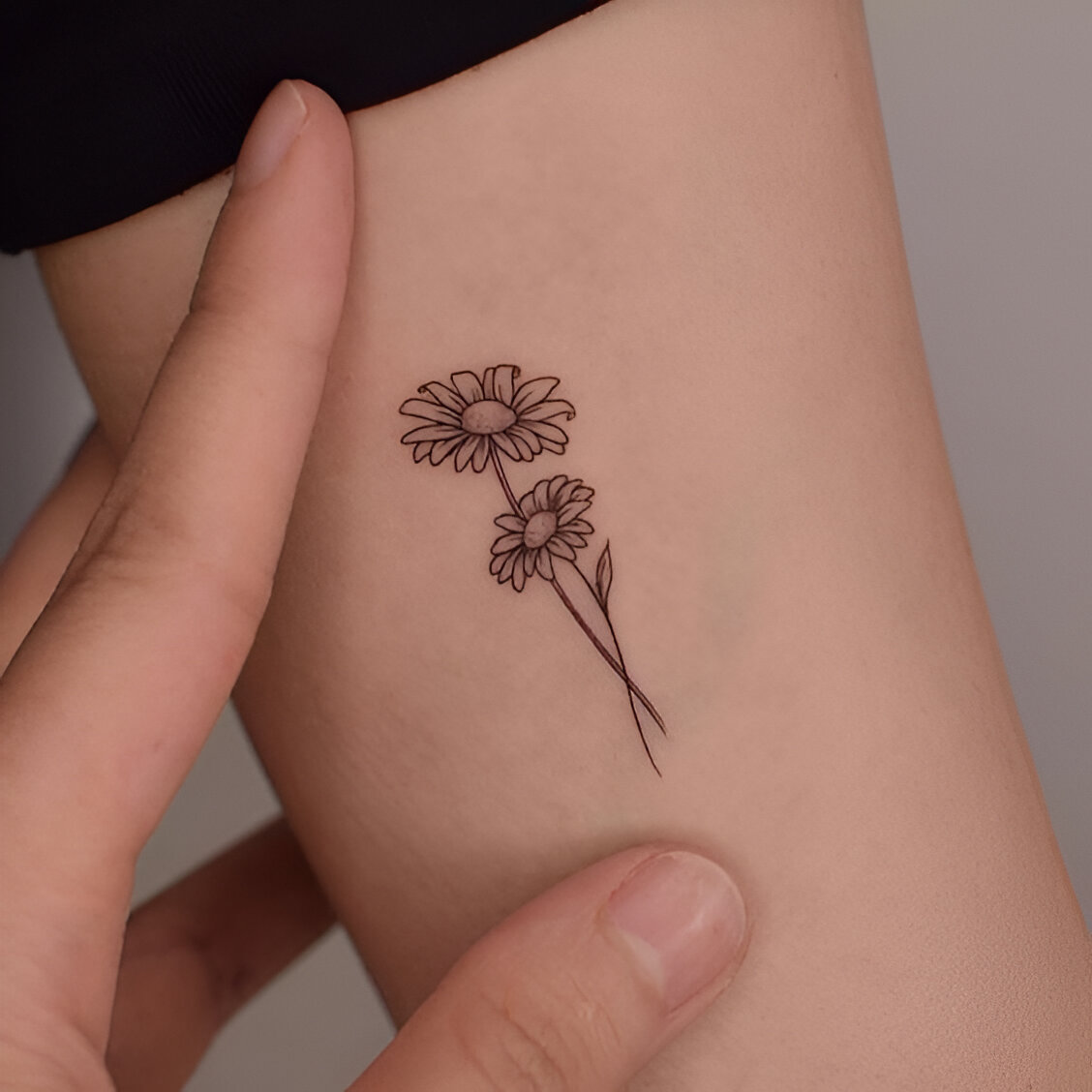 Mini Flower Tattoos With Two Daises