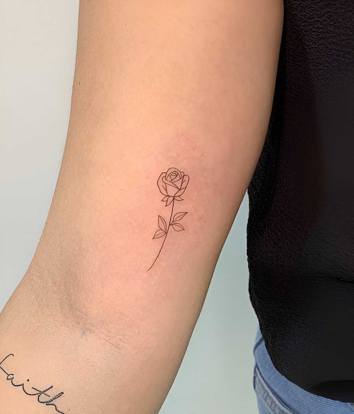 One-Line Rose Tattoo