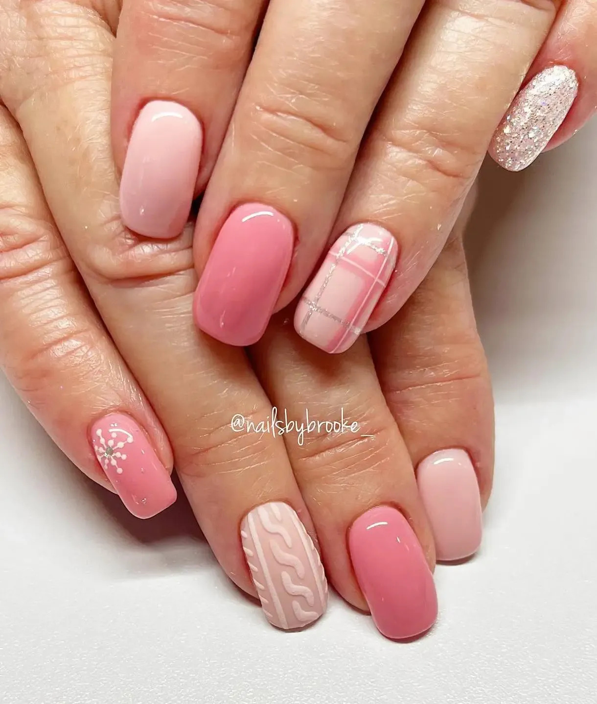 Pastel Pink Simple Christmas Nails