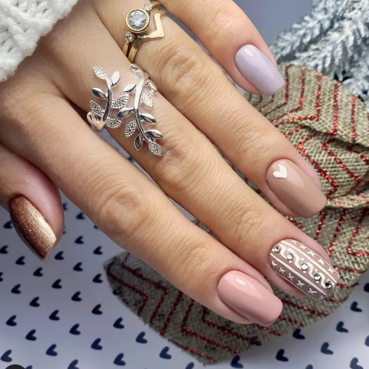 Pink And Nude Sweater Nails