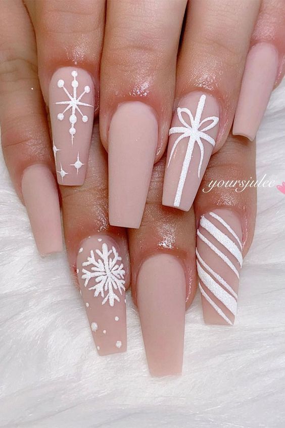 Pink And White Coffin Nails