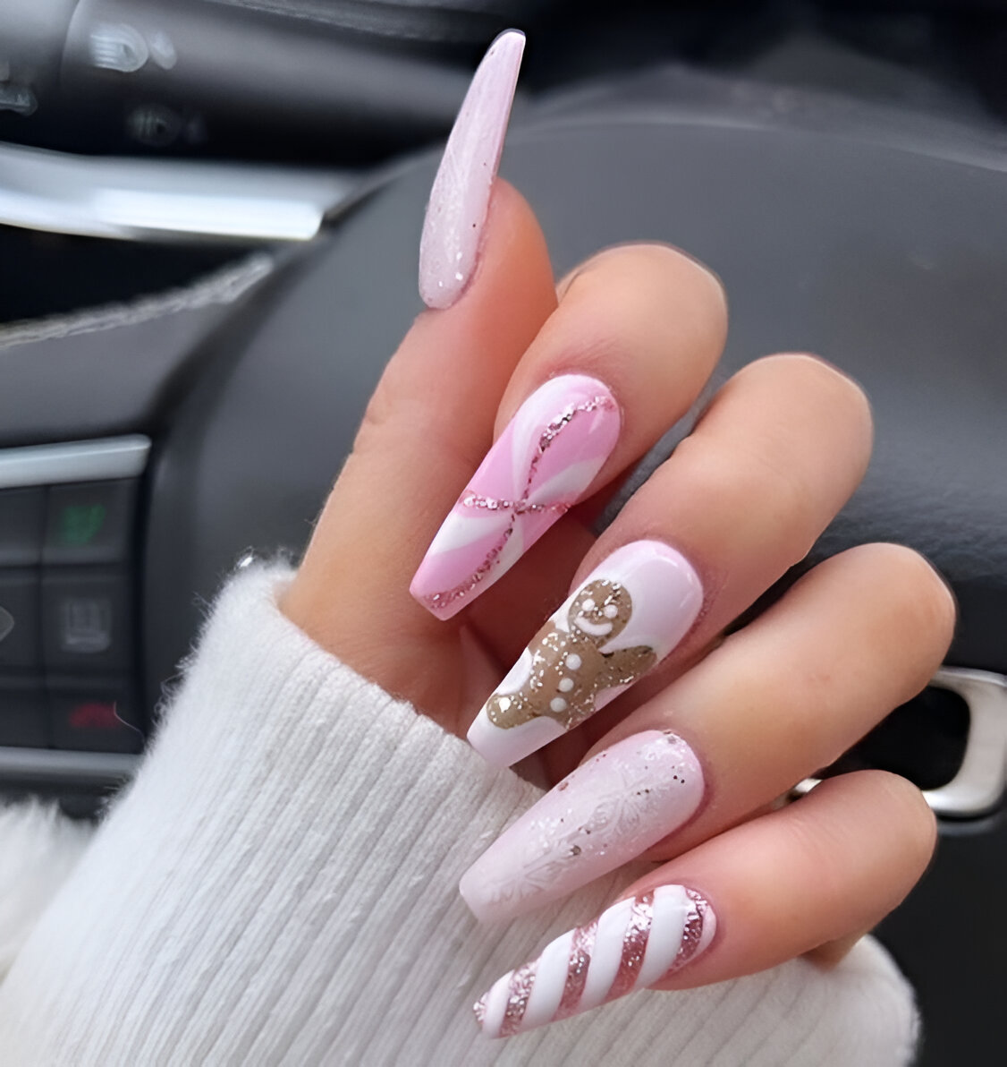 Pink Gingerbread Nails