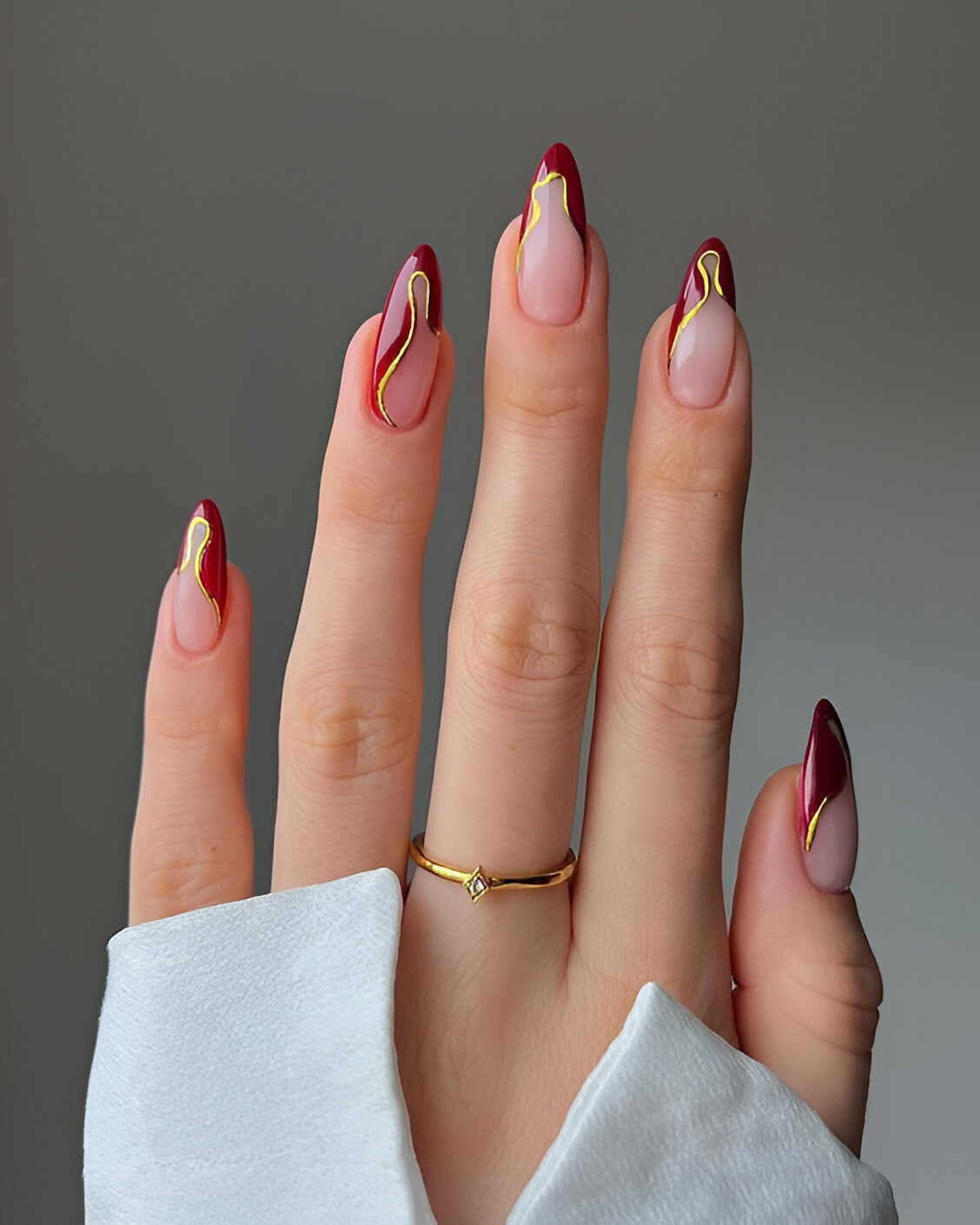 Red And Gold Festive Nail Art
